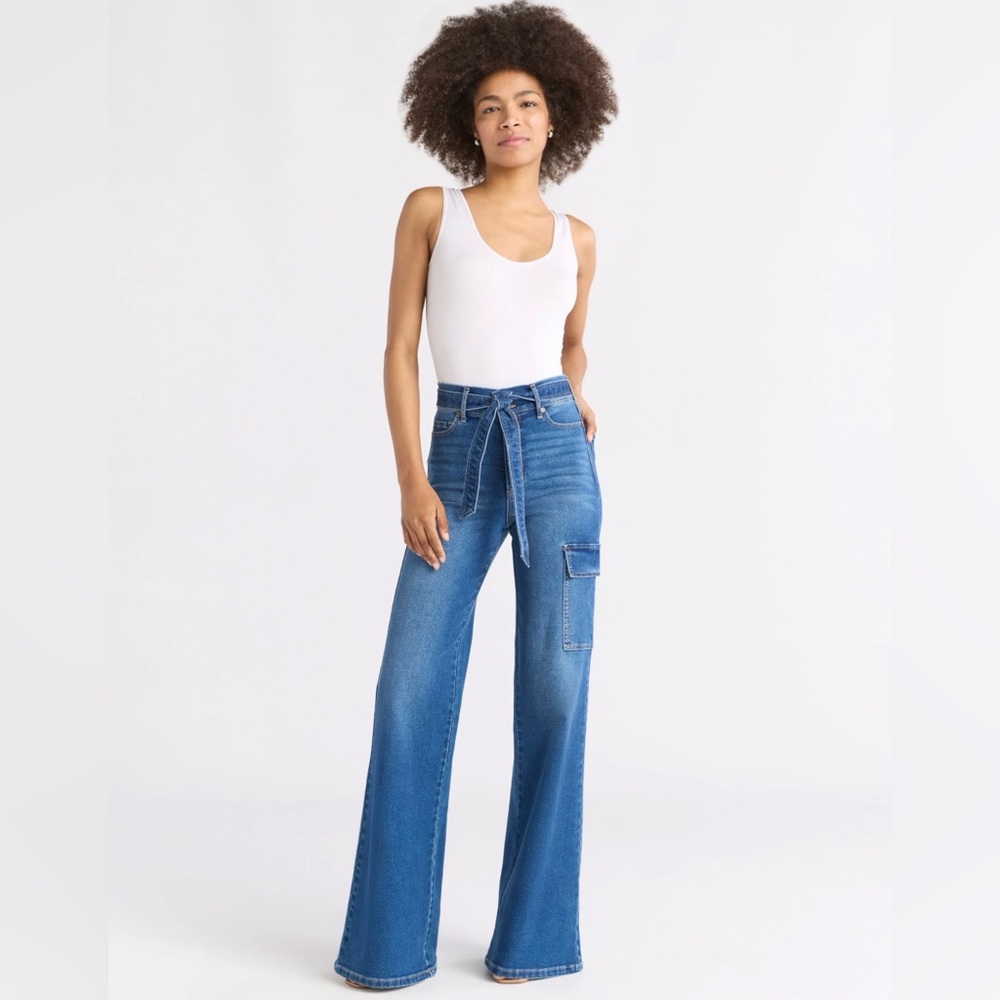 Sofia by Sofia Vergara Margot Wide Leg High-Rise Cargo Jeans Women’s Size 8